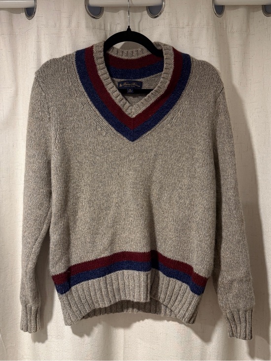 Brooks Brothers Other - Brooks Brothers Gray Tennis V-Neck Sweater with Red and Blue Trim